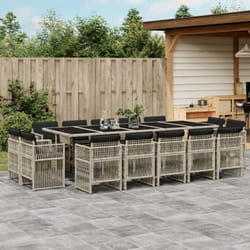 Ensemble à manger de jardin et coussins 15 pcs gris clair rotin Vidaxl