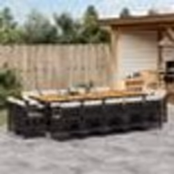 vidaXL Ensemble à manger de jardin 15 pcs coussins noir résine tressée