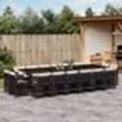 vidaXL Ensemble à manger de jardin 17 pcs coussins noir résine tressée