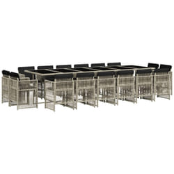 Ensemble à manger de jardin et coussins 17 pcs gris clair rotin Vidaxl