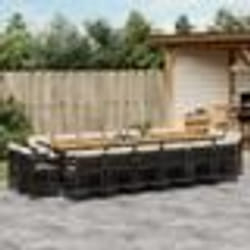 vidaXL Ensemble à manger de jardin 17 pcs coussins noir résine tressée