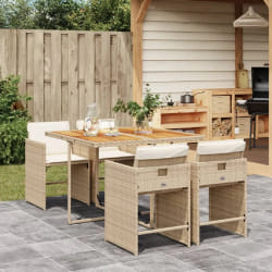 VidaXL 3211084 ensemble de meubles de jardin Crème, Blanc