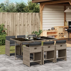Vidaxl - Ensemble à manger de jardin et coussins 7 pcs gris rotin