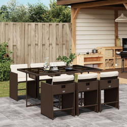 Vidaxl - Ensemble à manger de jardin et coussins 7 pcs marron rotin
