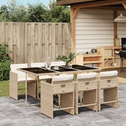 Vidaxl - Ensemble à manger de jardin et coussins 7 pcs beige poly rotin