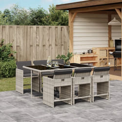 Vidaxl - Ensemble à manger de jardin et coussins 7 pcs gris clair rotin