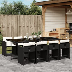 Vidaxl - Ensemble à manger de jardin 9pcs coussins noir résine tressée