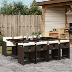 Vidaxl - Ensemble à manger de jardin et coussins 9 pcs marron poly rotin