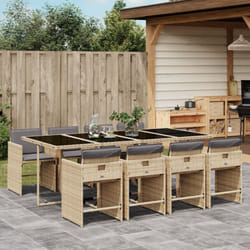 Vidaxl - Ensemble à manger de jardin et coussins 9 pcs mélange beige