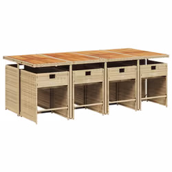 Ensemble À Manger De Jardin Et Coussins 9 Pcs Beige Poly Rotin Vidaxl - Vue supplémentaire 2