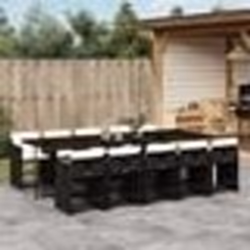 vidaXL Ensemble à manger de jardin 11 pcs coussins noir résine tressée
