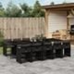 vidaXL Ensemble à manger de jardin 11 pcs coussins noir résine tressée