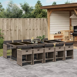 vidaXL Ensemble à manger de jardin 11pcs avec coussins gris poly rotin