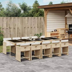 Vidaxl - Ensemble à manger de jardin et coussins 11 pcs beige poly rotin