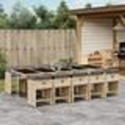 vidaXL Ensemble à manger de jardin et coussins 11 pcs mélange beige