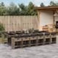 vidaXL Ensemble à manger de jardin coussins 13 pcs gris résine tressée