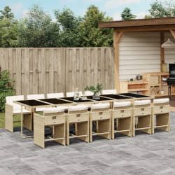 vidaXL Ensemble à manger de jardin et coussins 13 pcs beige