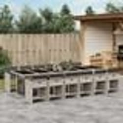 vidaXL Ensemble à manger de jardin et coussins 13 pcs gris clair rotin
