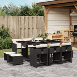 Vidaxl - Ensemble à manger de jardin 11 pcs coussins noir résine tressée