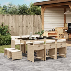 Vidaxl - Ensemble à manger de jardin et coussins 11 pcs beige poly rotin