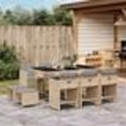 vidaXL Ensemble à manger de jardin et coussins 11 pcs mélange beige