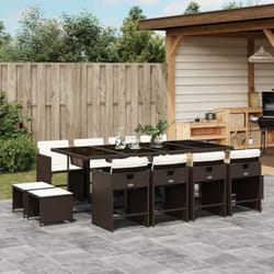 Vidaxl - Ensemble à manger de jardin avec coussins 13 pcs marron rotin