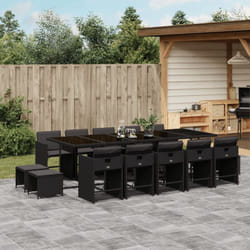 Vidaxl - Ensemble à manger de jardin 15 pcs coussins noir résine tressée