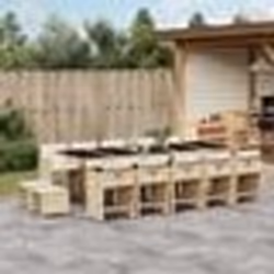 vidaXL Ensemble à manger de jardin et coussins 15 pcs beige