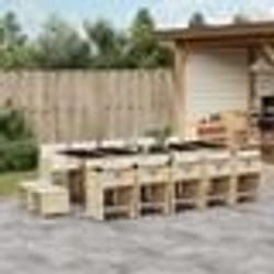 vidaXL Ensemble à manger de jardin et coussins 15 pcs beige