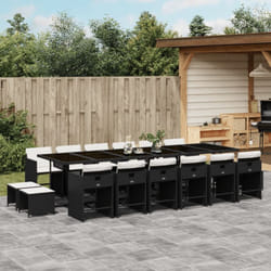 Ensemble à manger de jardin 17 pcs coussins noir résine tressée vidaXL