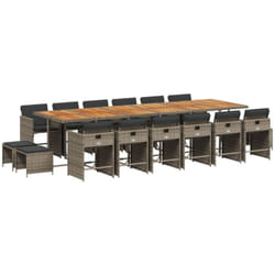 Ensemble à manger de jardin 17 pcs et coussins résine tressée Vidaxl