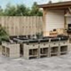 vidaXL Ensemble à manger de jardin et coussins 13 pcs gris clair rotin