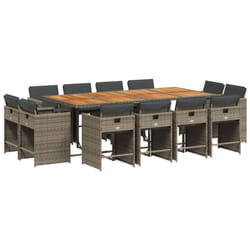 Ensemble À Manger De Jardin Coussins 13 Pcs Gris Résine Tressée Vidaxl