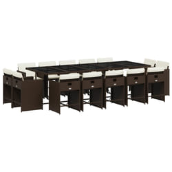 Ensemble À Manger De Jardin Avec Coussins 15 Pcs Marron Rotin Vidaxl