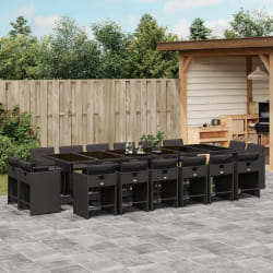 vidaXL Ensemble à manger de jardin coussins 17 pcs résine tressée