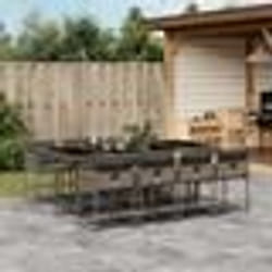 vidaXL Ensemble à manger de jardin 9 pcs coussins gris résine tressée
