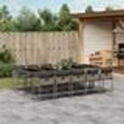 vidaXL Ensemble à manger de jardin 11pcs avec coussins gris poly rotin