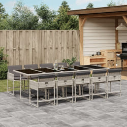 Vidaxl - Ensemble à manger de jardin 11pcs avec coussins gris poly rotin
