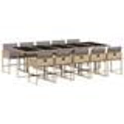 vidaXL Ensemble à manger de jardin et coussins 11 pcs mélange beige
