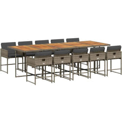 Ensemble à manger de jardin 11pcs avec coussins gris poly rotin vidaXL