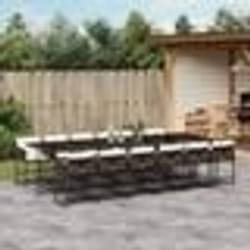 vidaXL Ensemble à manger de jardin avec coussins 13 pcs marron rotin