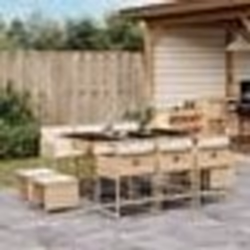 vidaXL Ensemble à manger de jardin et coussins 11 pcs beige poly rotin