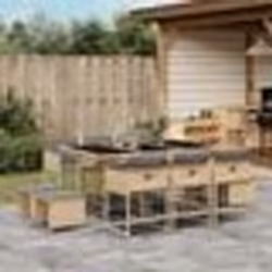 vidaXL Ensemble à manger de jardin et coussins 11 pcs mélange beige