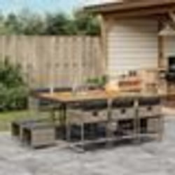 vidaXL Ensemble à manger de jardin 11pcs avec coussins gris poly rotin