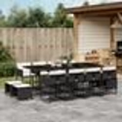 vidaXL Ensemble à manger de jardin 13 pcs coussins noir résine tressée