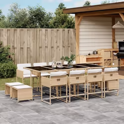 vidaXL Ensemble à manger de jardin et coussins 13 pcs beige