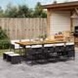 vidaXL Ensemble à manger de jardin 13 pcs coussins noir résine tressée