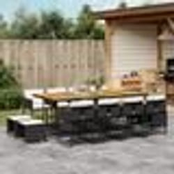 vidaXL Ensemble à manger de jardin 13 pcs coussins noir résine tressée