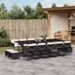 vidaXL Ensemble à manger de jardin 15 pcs coussins noir résine tressée