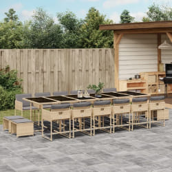 vidaXL Ensemble à Manger Jardin 17 pcs Résine Tressée Beige